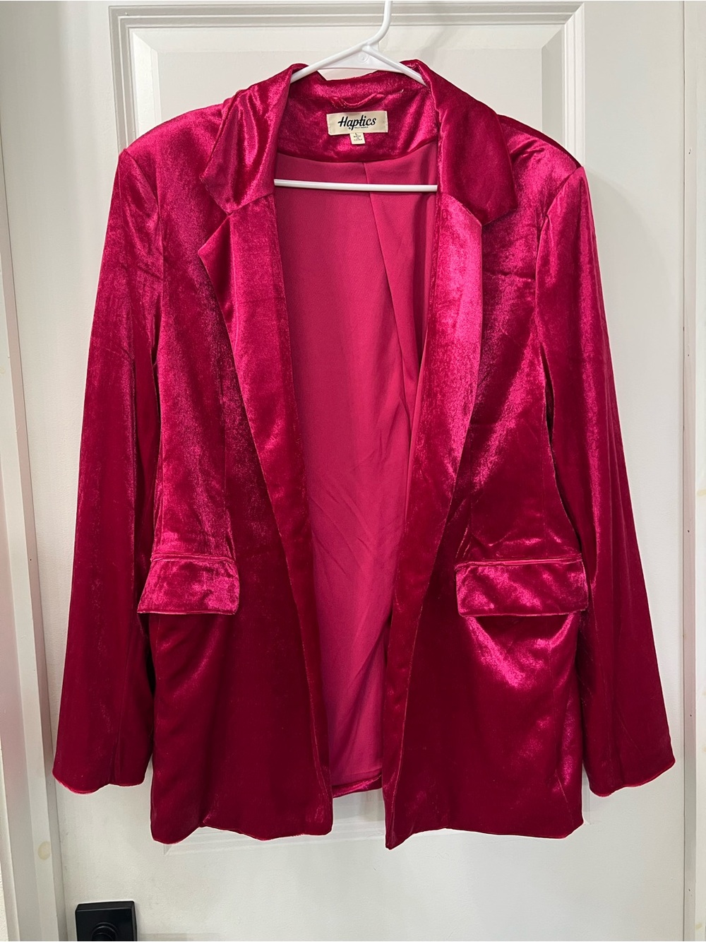 Haptics Fuchsia Velvet Blazer Jacket